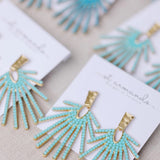 Light Turquoise Sunburst Statement Drop Earrings