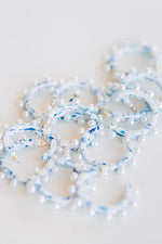Blue and White Acrylic + Pearl Hoops