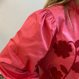 The Bright Flower Embroidered Ruffle Neck Top