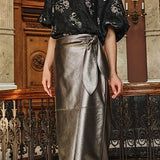 Esqualo Faux Leather Wrap Skirt