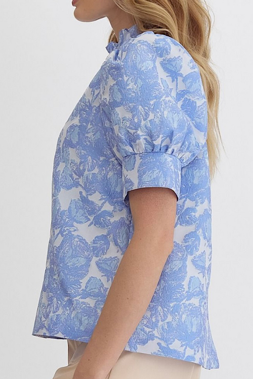The Claire Top in Sky Blue Floral
