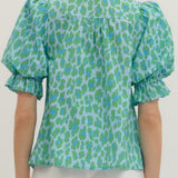 The Mary Top in Green and Blue