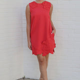 3D Floral Appliqué Sleeveless Shift Mini Dress