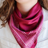 Border print Triangle Scarf in Red