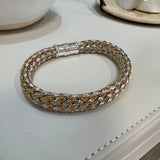 Thin Warrior Weave Bangle in Gold and Silver