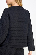 Quilted Long Sleeve Top in Black