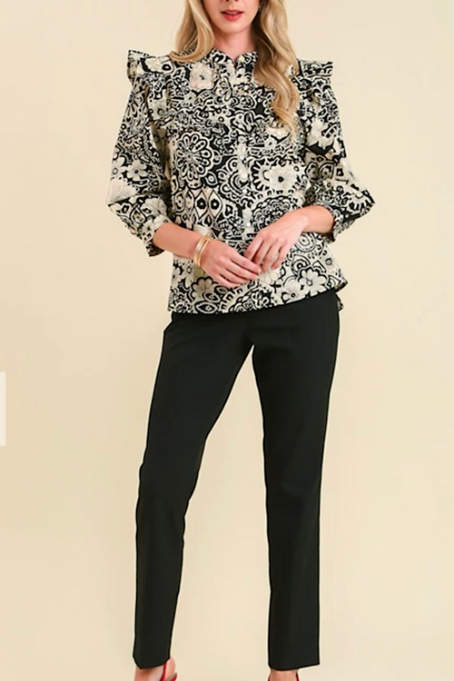 0 The Leighton Top in Black/Ivory