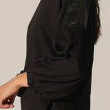 Ponte and Faux Leather Contrast Top