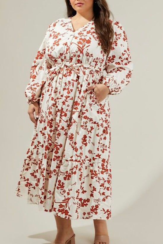 0 Beth Midi Dress in Amber Floral