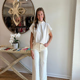 The Short Sleeve Faux Suede Top