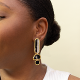 Lanie - Black White Gold Acrylic Dangle Statement Earrings
