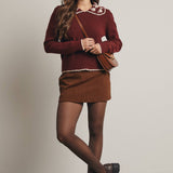 Daisy Embroidered Collar Knit Sweater FSW0015