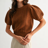 RESTOCKING: TEXTURED PUFF SLEEVE KNIT SWEATER
