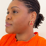 Devin 2 - Red Gold Colorful Acrylic Statement Stud Earrings