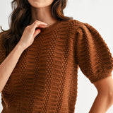 RESTOCKING: TEXTURED PUFF SLEEVE KNIT SWEATER