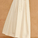 Striped A-Line Seersucker Pleat Midi Skirt