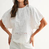 Embroidered White Cotton Blouse