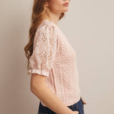 Lace Puff Sleeve Knit Top