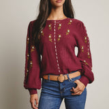 Embroidered Blossom Knit Sweater