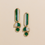 Lanie - Green Gold Funl Acrylic Dangle Statement Earrings