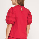 Reverse Pintuck Puff Sleeve Top