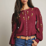 Embroidered Blossom Knit Sweater