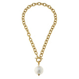 Cotton Pearl on Gold Toggle Necklace