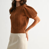 RESTOCKING: TEXTURED PUFF SLEEVE KNIT SWEATER