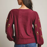 Embroidered Blossom Knit Sweater