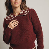 Daisy Embroidered Collar Knit Sweater FSW0015