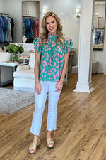 0 {FINAL SALE} Green and Pink Charlotte Top
