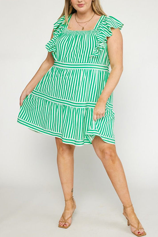 0 {FINAL SALE} Green Stripe Dress