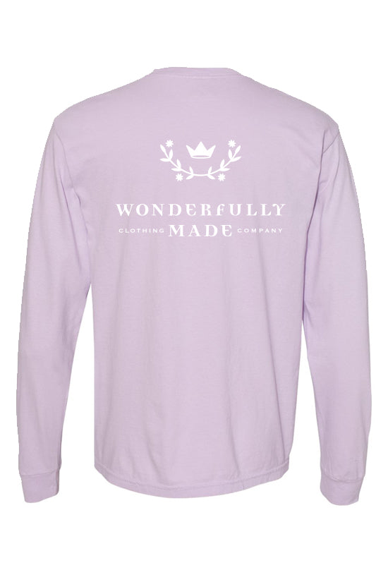 Wonderfully Made Orchid Comfort Colors Long Sleeve TShirt