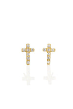 0 Crystal Cross Studs in Silver