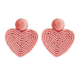 Pink Heart Beaded Earrings