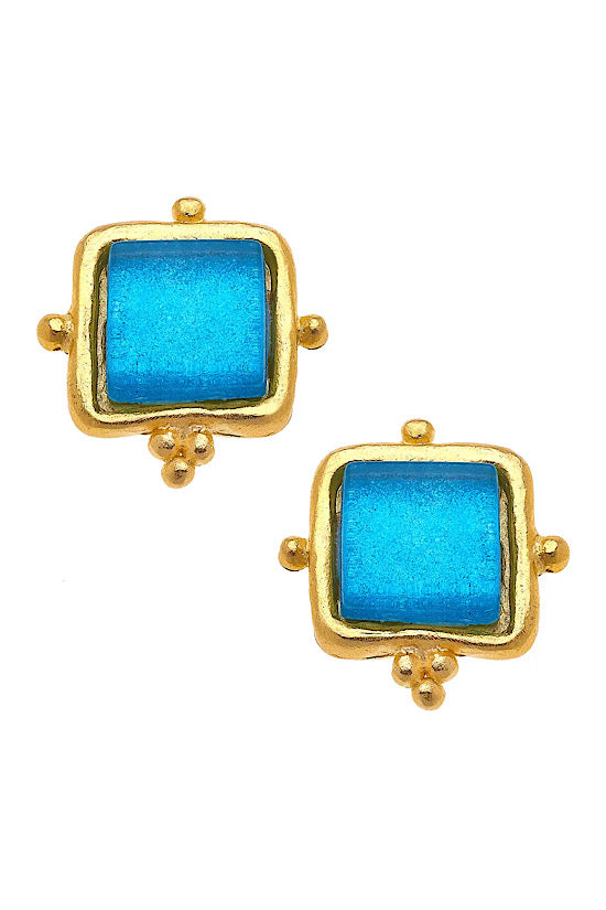 Madeline Blue French Glass Studs